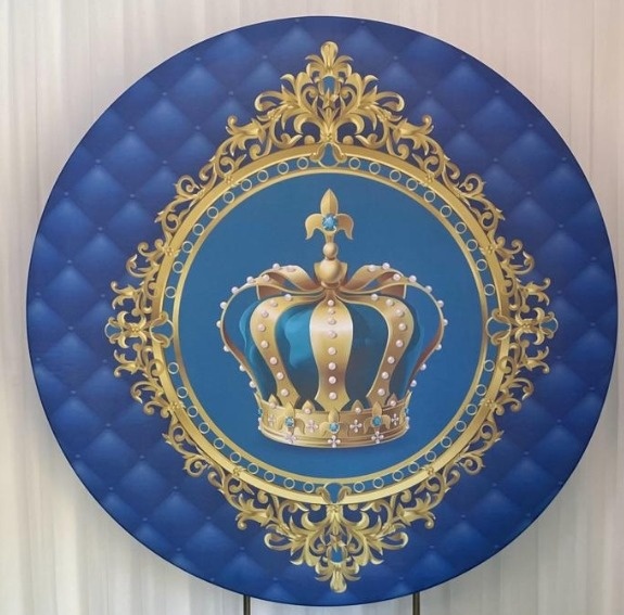 Painel Sublimado Realeza Azul Coroa  - Três Marias Festas