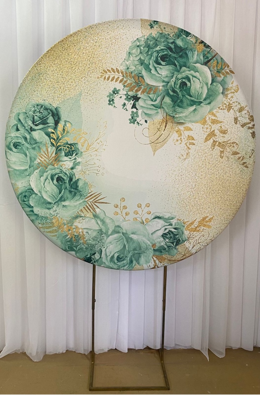 Painel Sublimado Floral Verde Com Dourado - Três Marias Festas