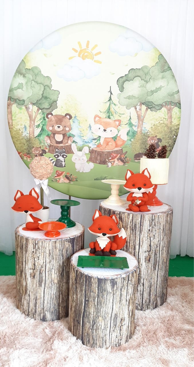 Bosque Encantado Aquarela Raposinha Mod2 - Três Marias Festas