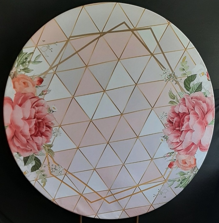 Painel Sublimado Mosaico Rosa - Três Marias Festas