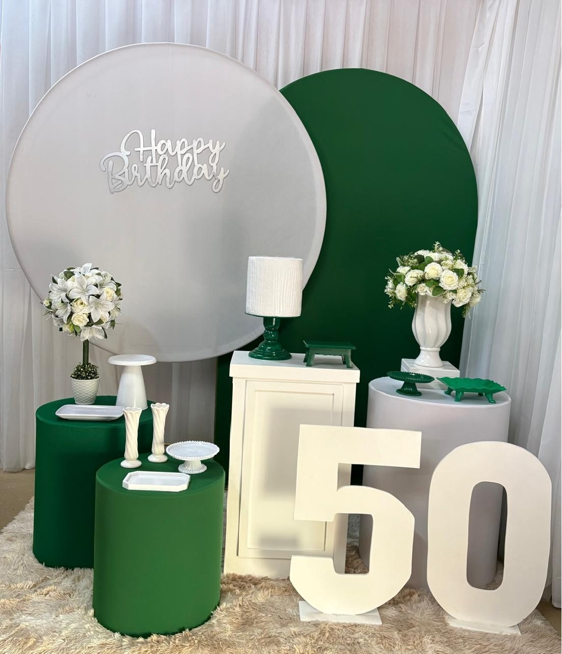 Happy Branco E Verde Escuro (Mod 2) - Três Marias Festas