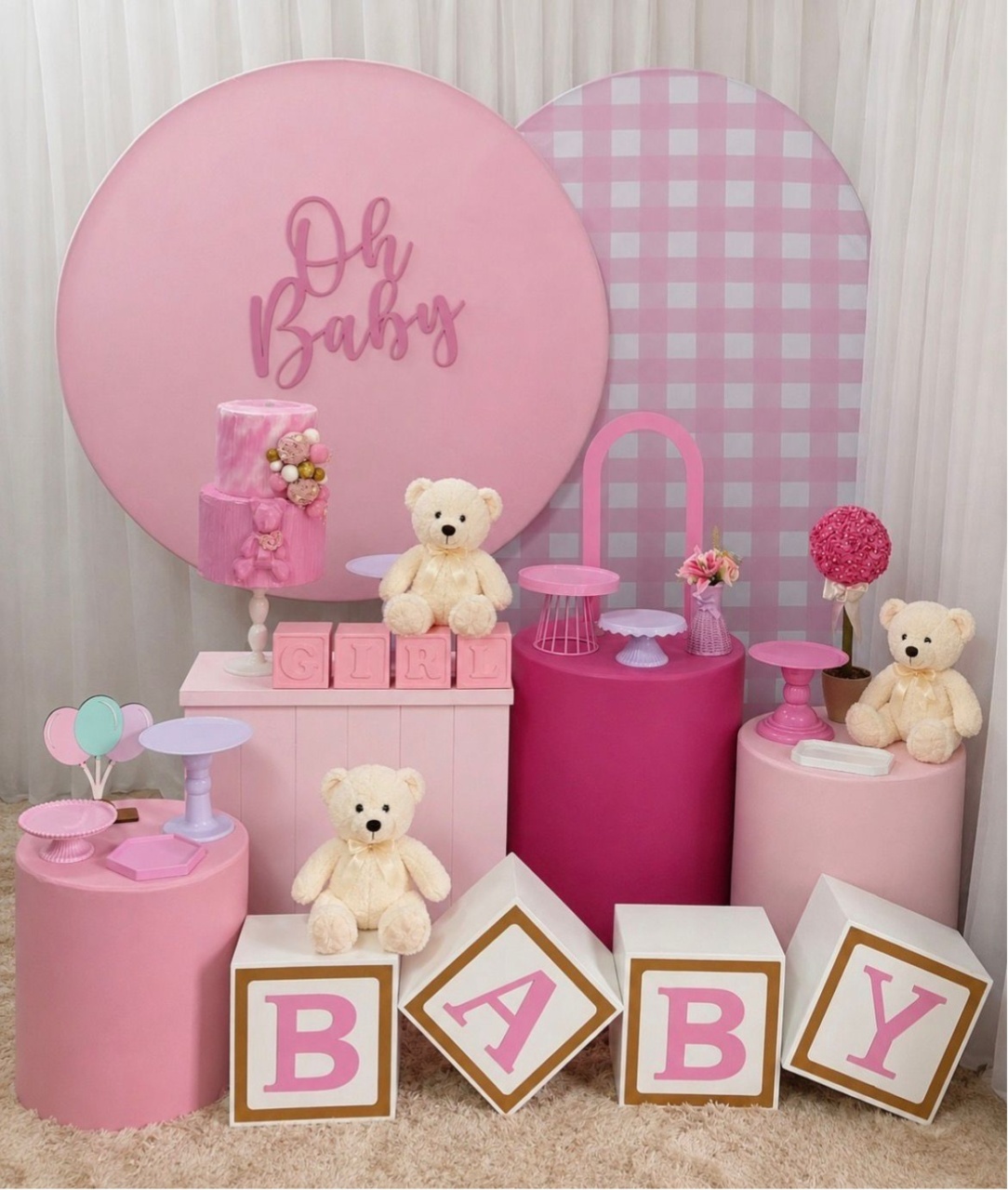 Oh Baby Com Pirulito Xadrez + Cubos Mod1 - Três Marias Festas