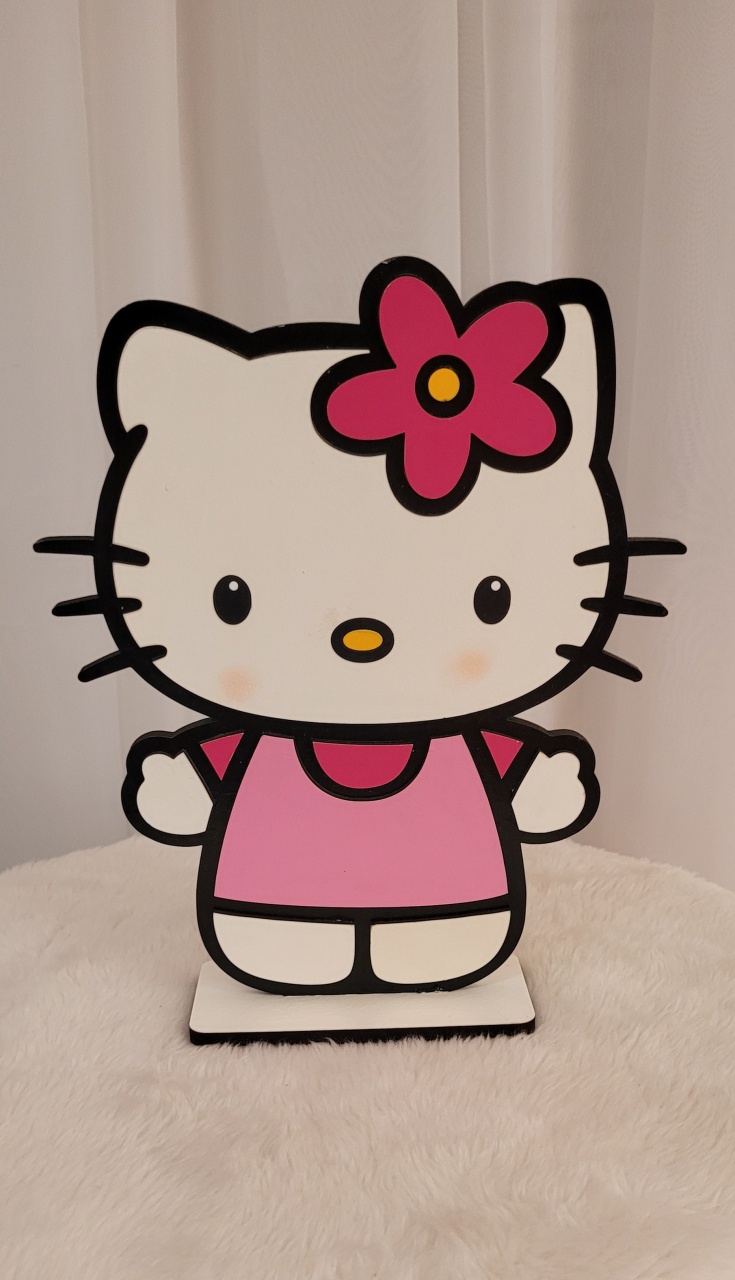 Display Mdf 3D Hello Kitty Em Pé 2 - Três Marias Festas