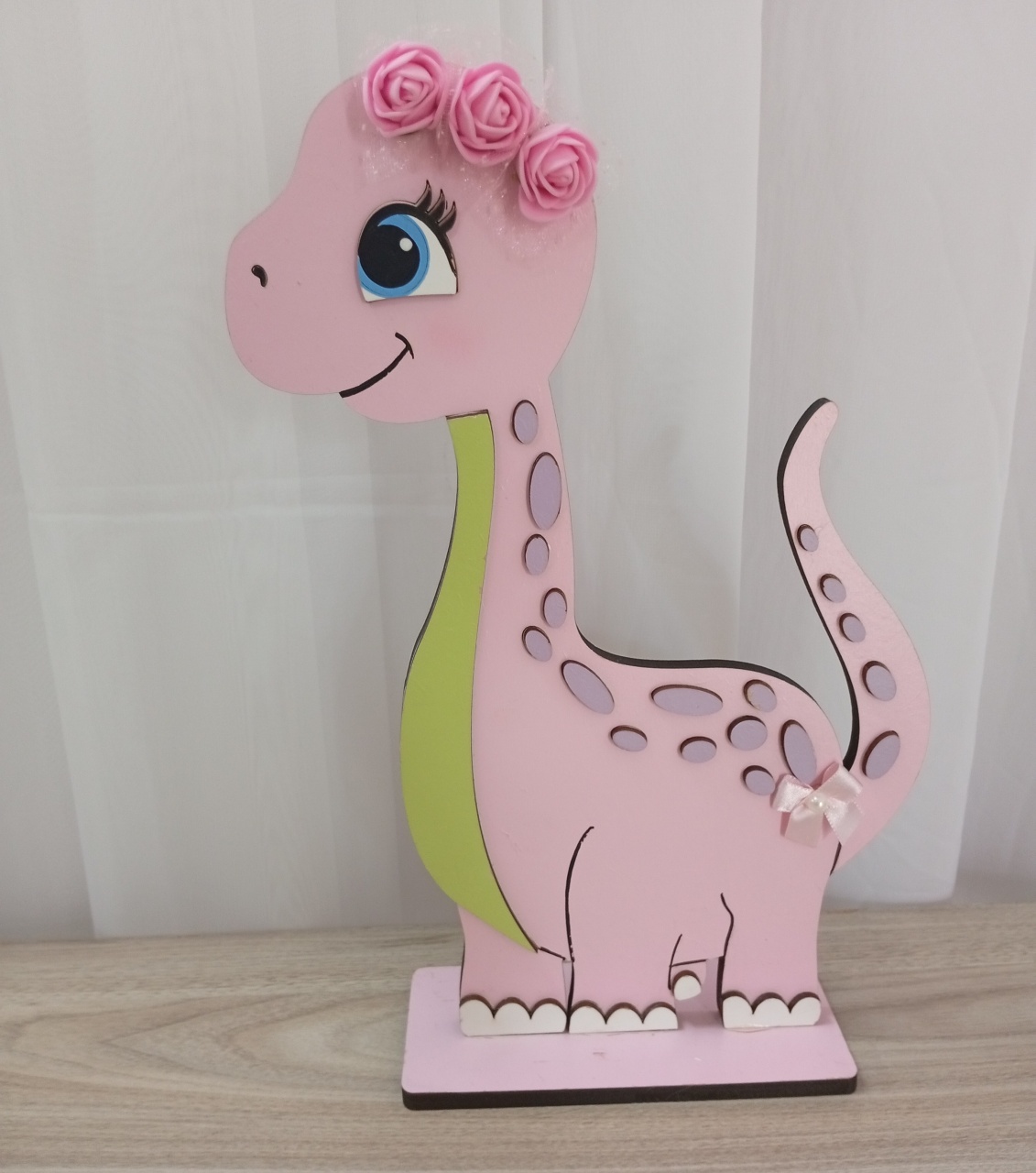 Displays Mdf 3D -  Dino Baby Rosa Mod1 - Três Marias Festas