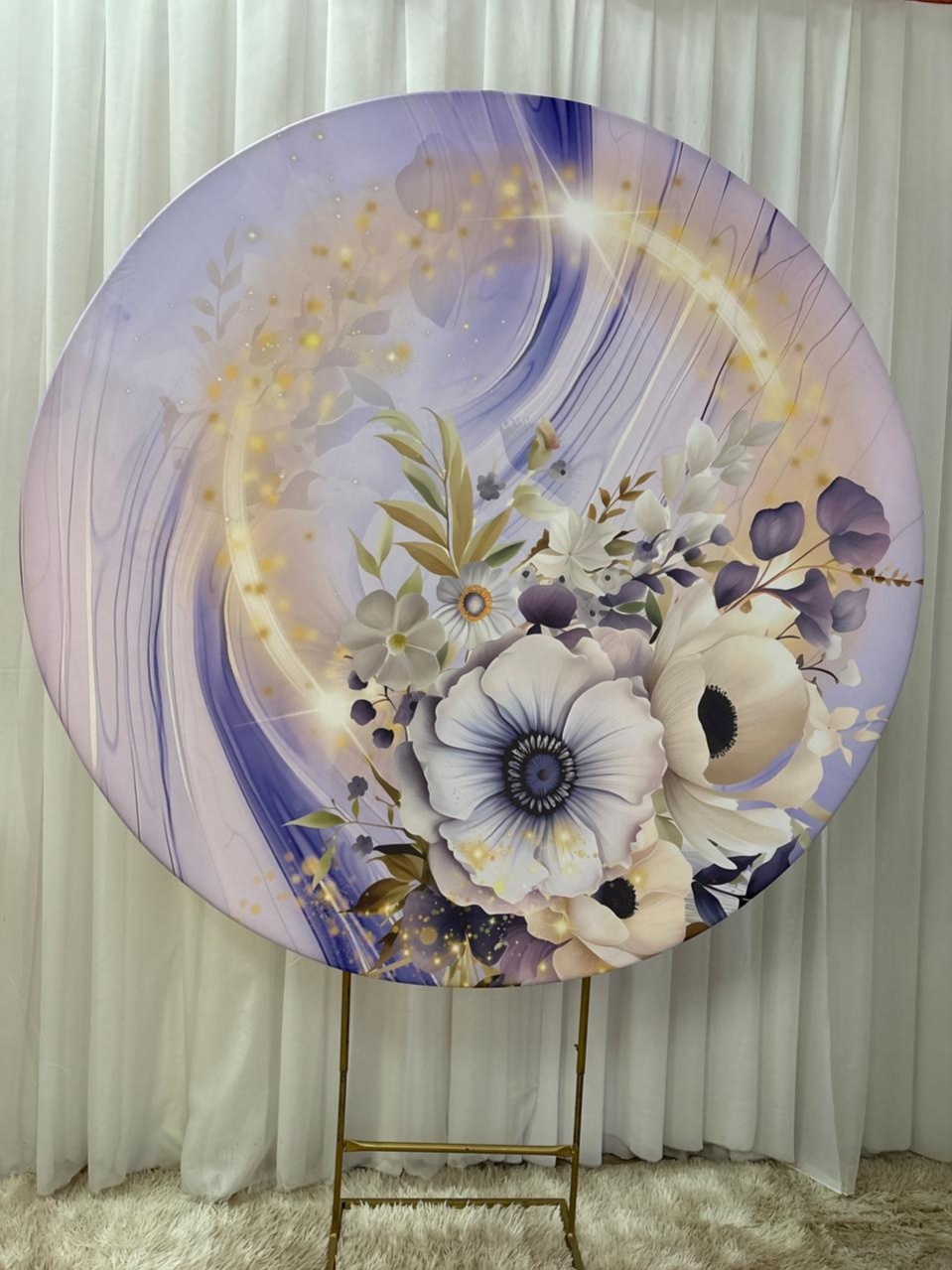 Painel Sublimado Floral Lilás - Três Marias Festas