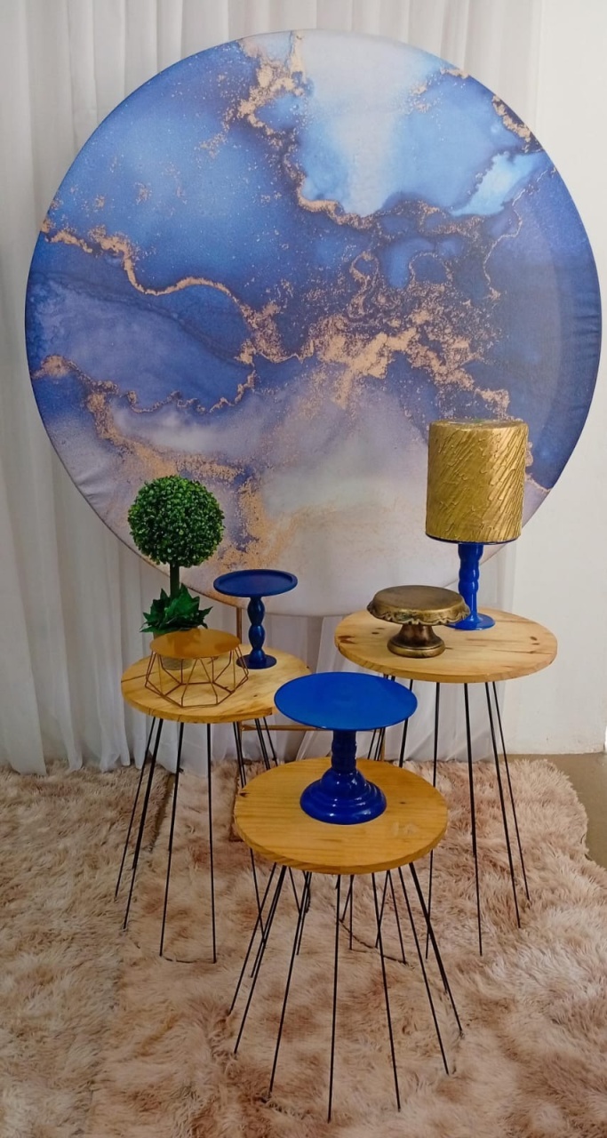 Mármore Azul Com Dourado - Três Marias Festas