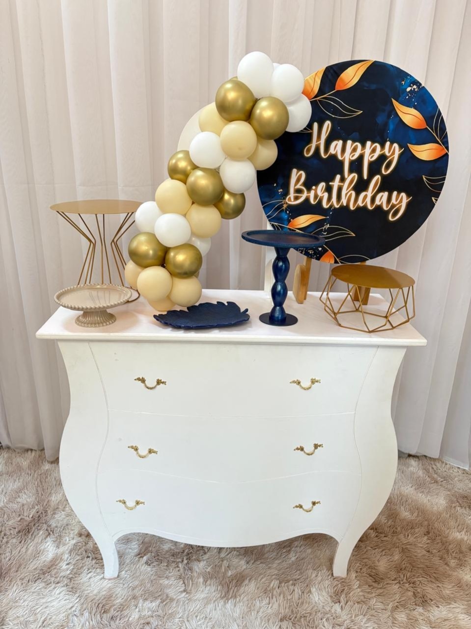Mini Kit Happy Birthday (Azul Marinho Com Dourado) - Três Marias Festas