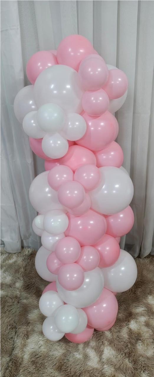Mini Arco Balões 1,20 Metros (Branco E Rosa Bb) - Três Marias Festas