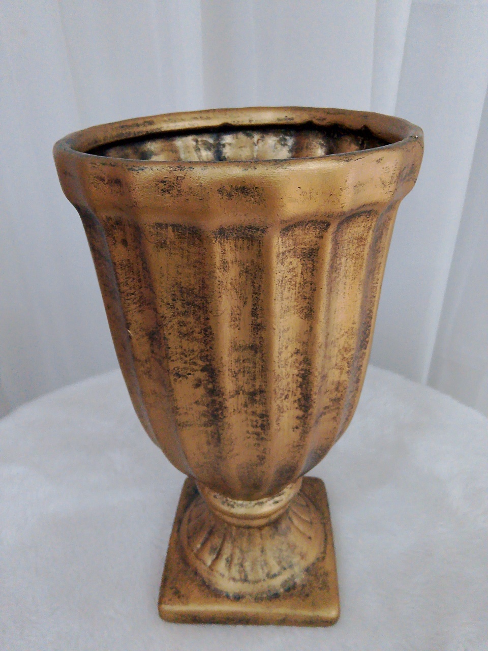 Vaso Cerâmica Alto Dourado Envelhecido - Três Marias Festas