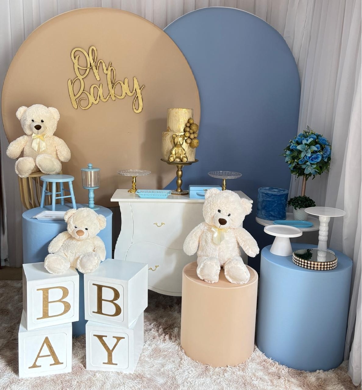 Oh Baby Areia, Branco E Azul Bb - Três Marias Festas