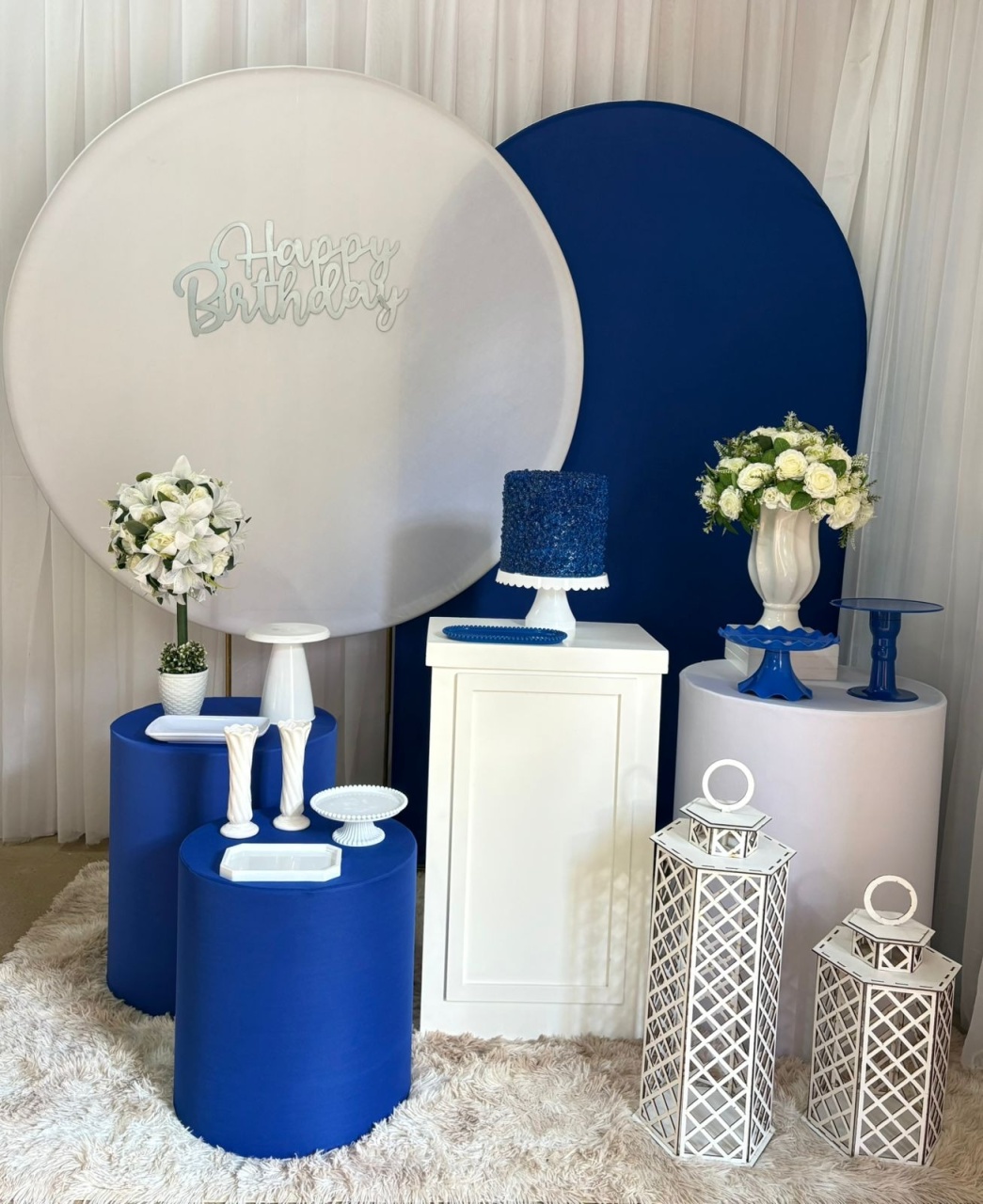 Happy Branco E Azul Royal (Mod 1) - Três Marias Festas