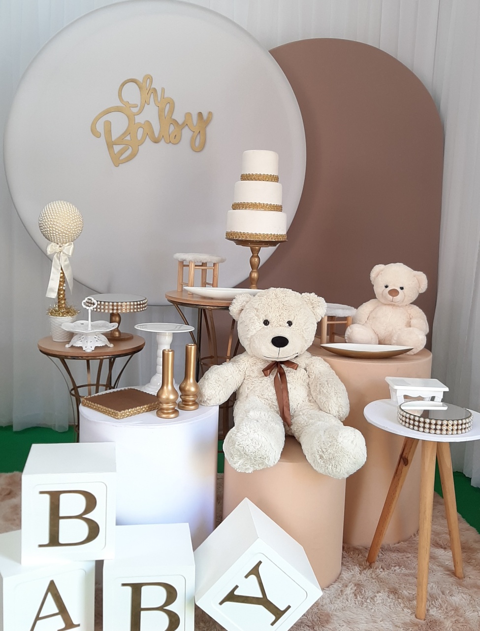 Oh Baby - Branco Chá Revelação Ou Chá de Bb - Três Marias Festas