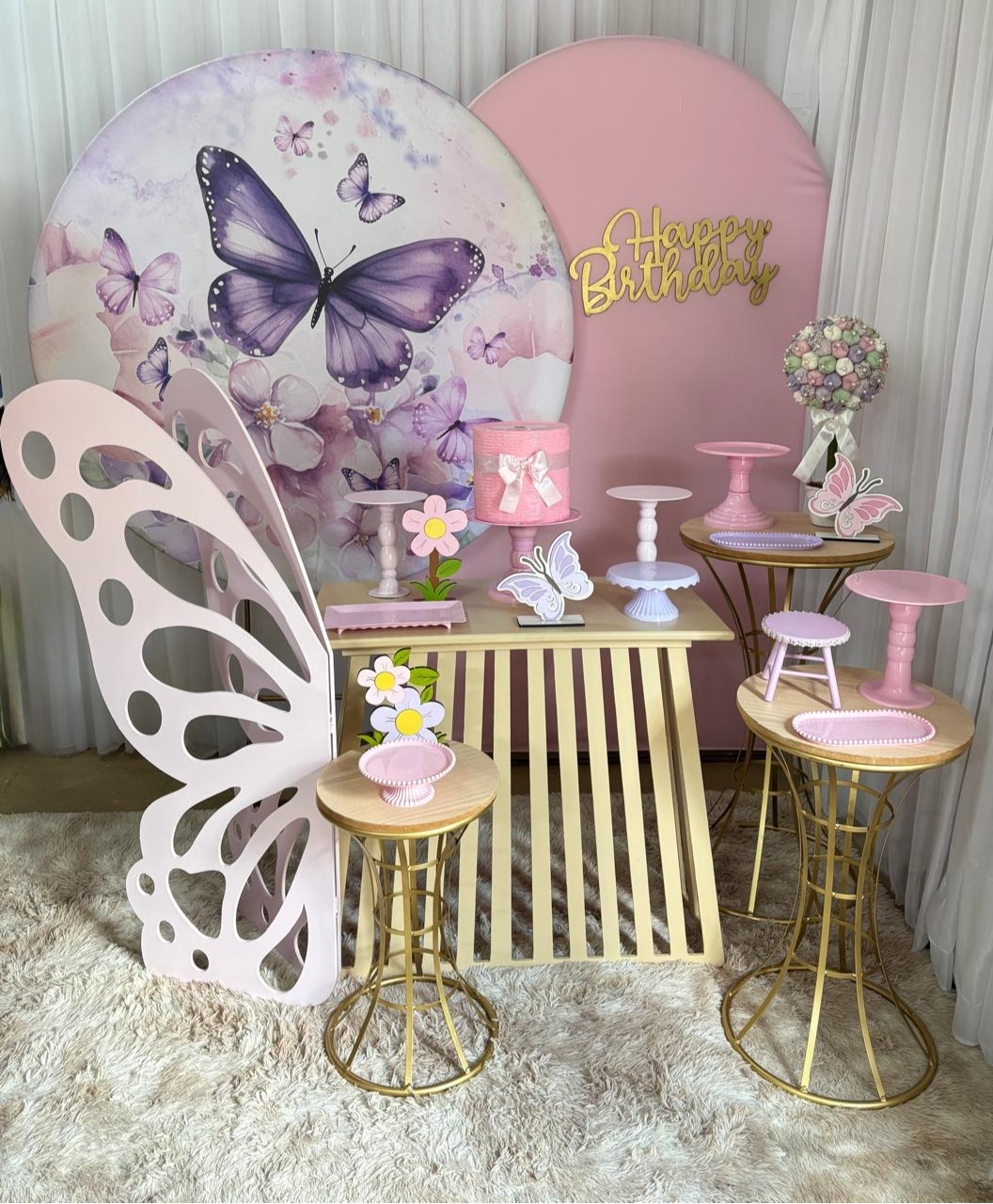 Borboleta Lilás E Roxo (Mesa Ripada Areia) - Três Marias Festas