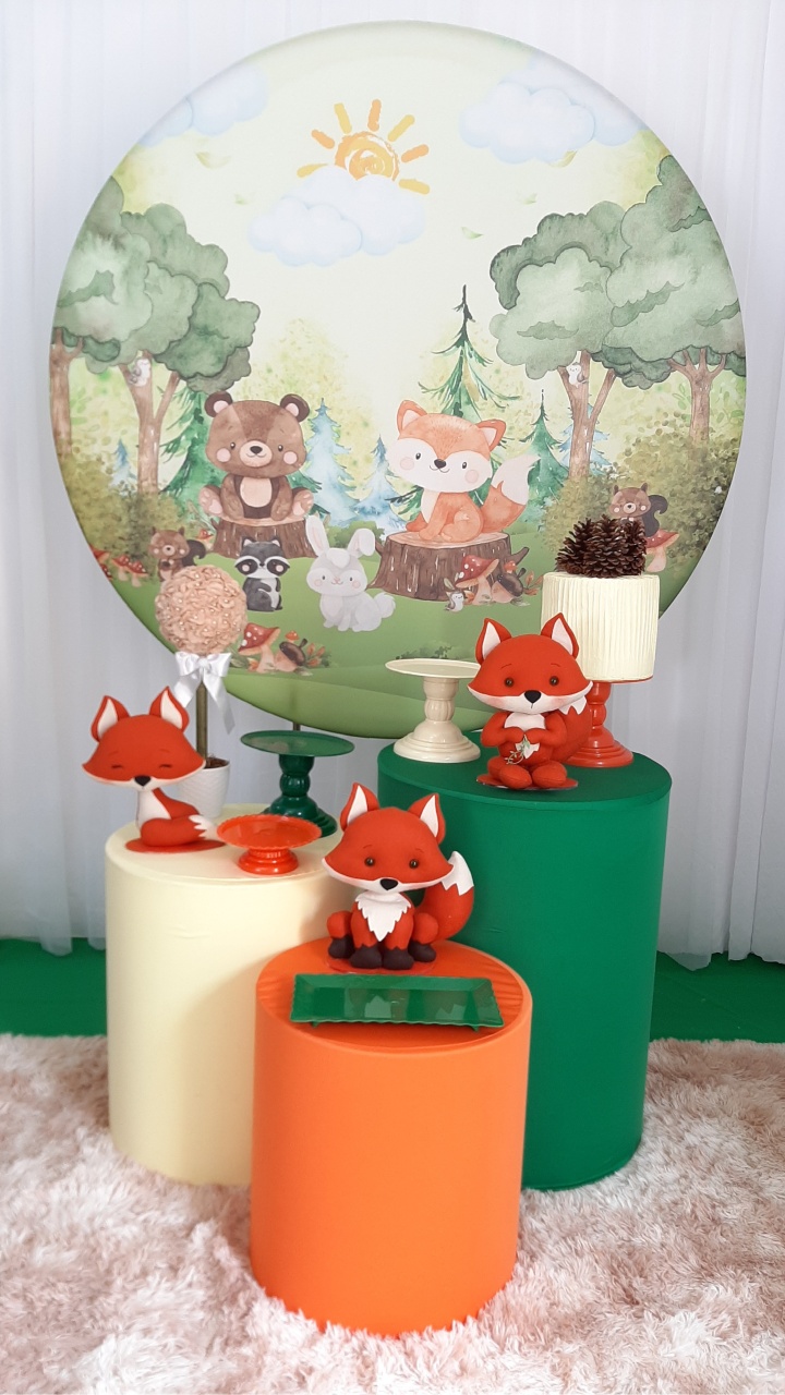 Bosque Encantado Aquarela Raposinha Mod1 - Três Marias Festas