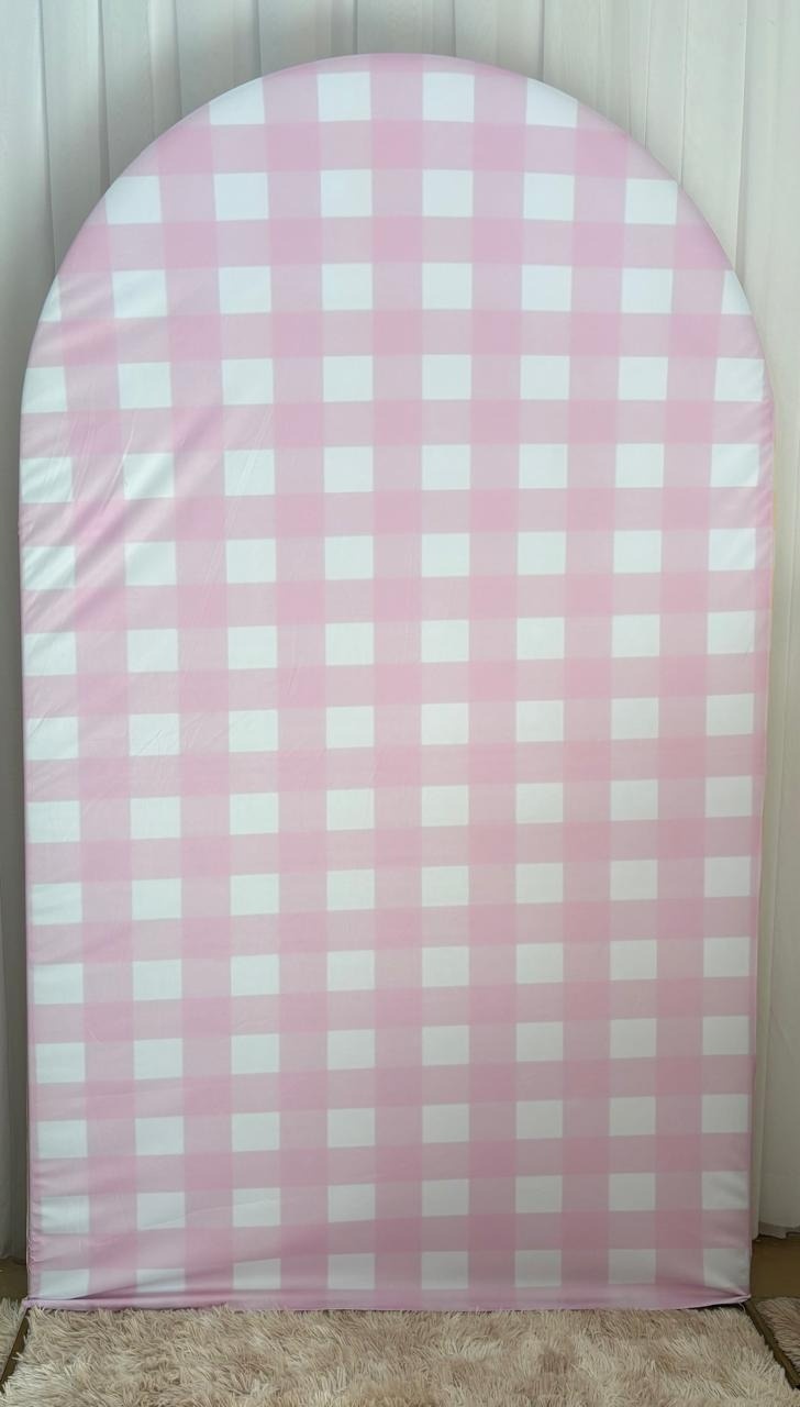 Capa Painel Pirulito Xadrez Rosa Bb - Três Marias Festas