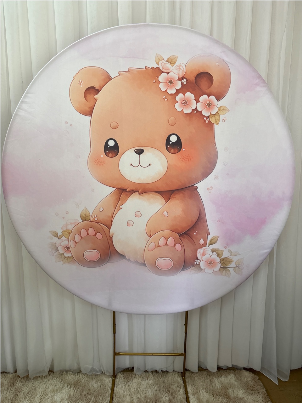 Painel Sublimado Ursinha Rosa Sentada - Três Marias Festas