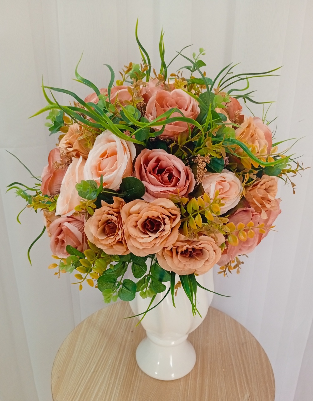 Arranjo Floral Permanente Flores Rose Gold Queimado - Três Marias Festas