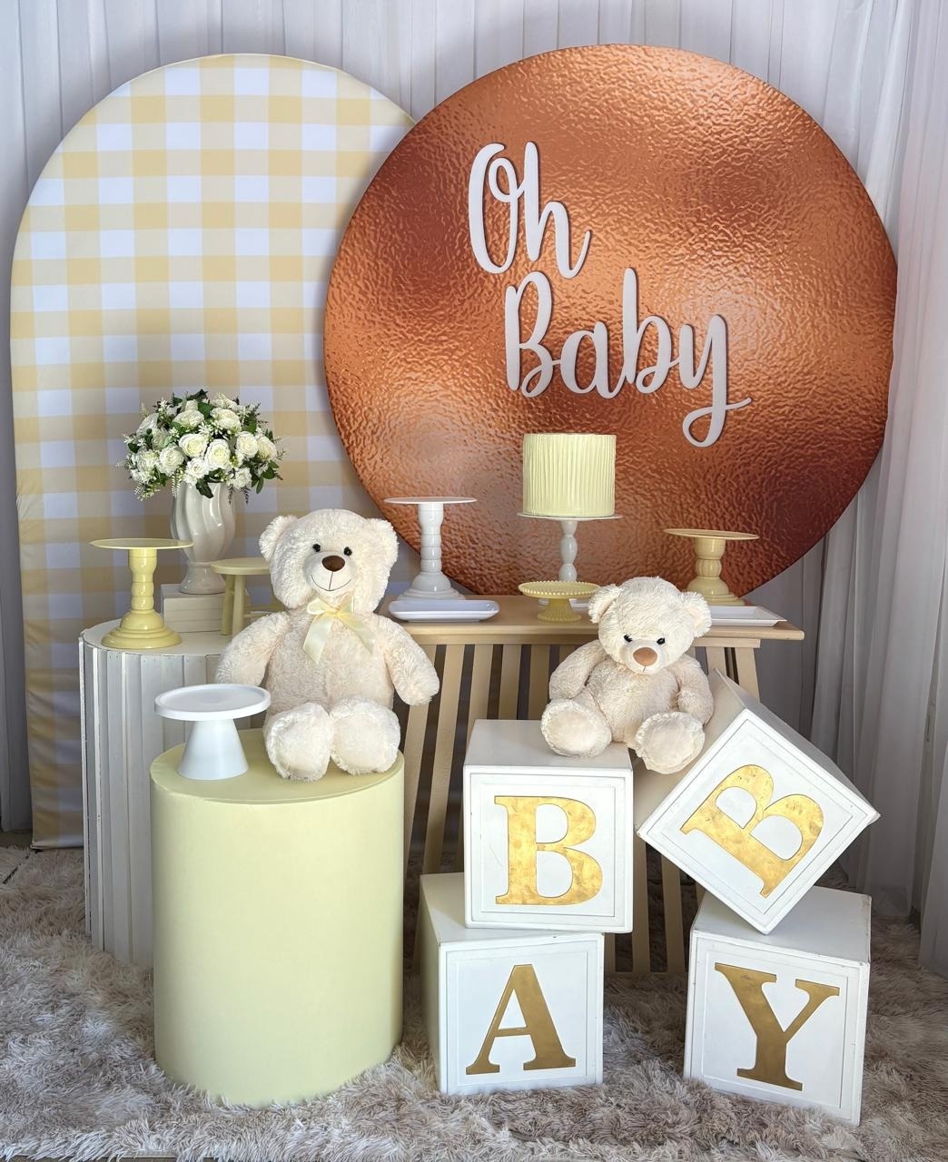 Oh Baby Pirulito Xadrez Amarelo Candy - Três Marias Festas
