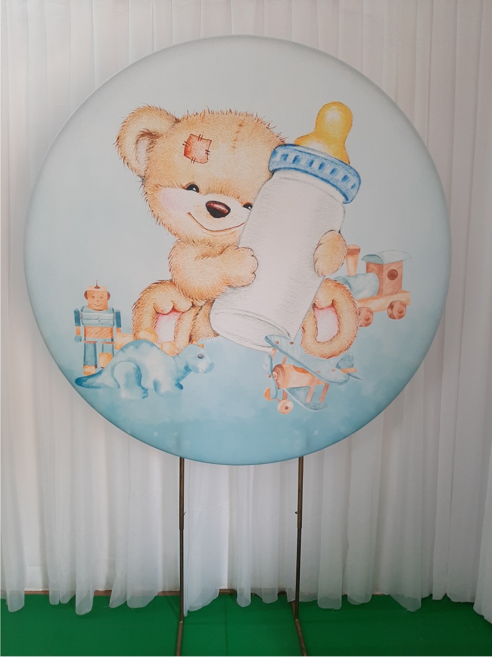 Painel Sublimado Urso Mamadeira - Três Marias Festas