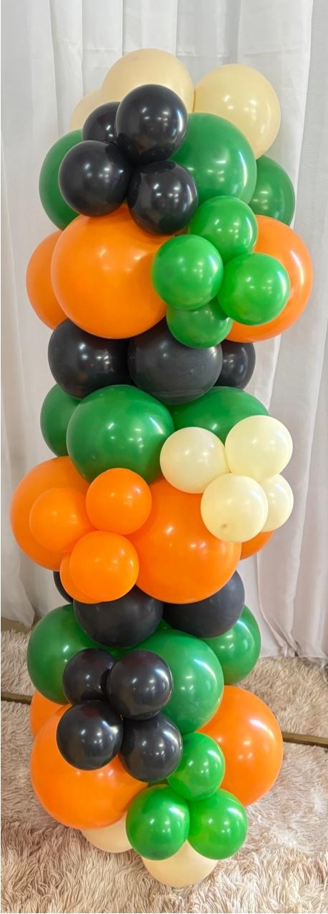 Mini Arco Balões 1,20 Metros (Verde Escuro, Preto, Laranja E Areia) - Três Marias Festas