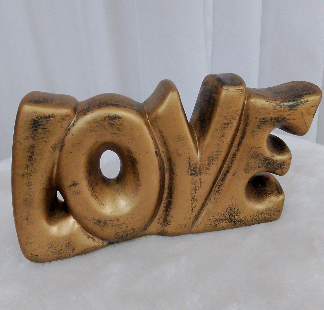Love Cerâmica Dourado Envelhecido - Três Marias Festas