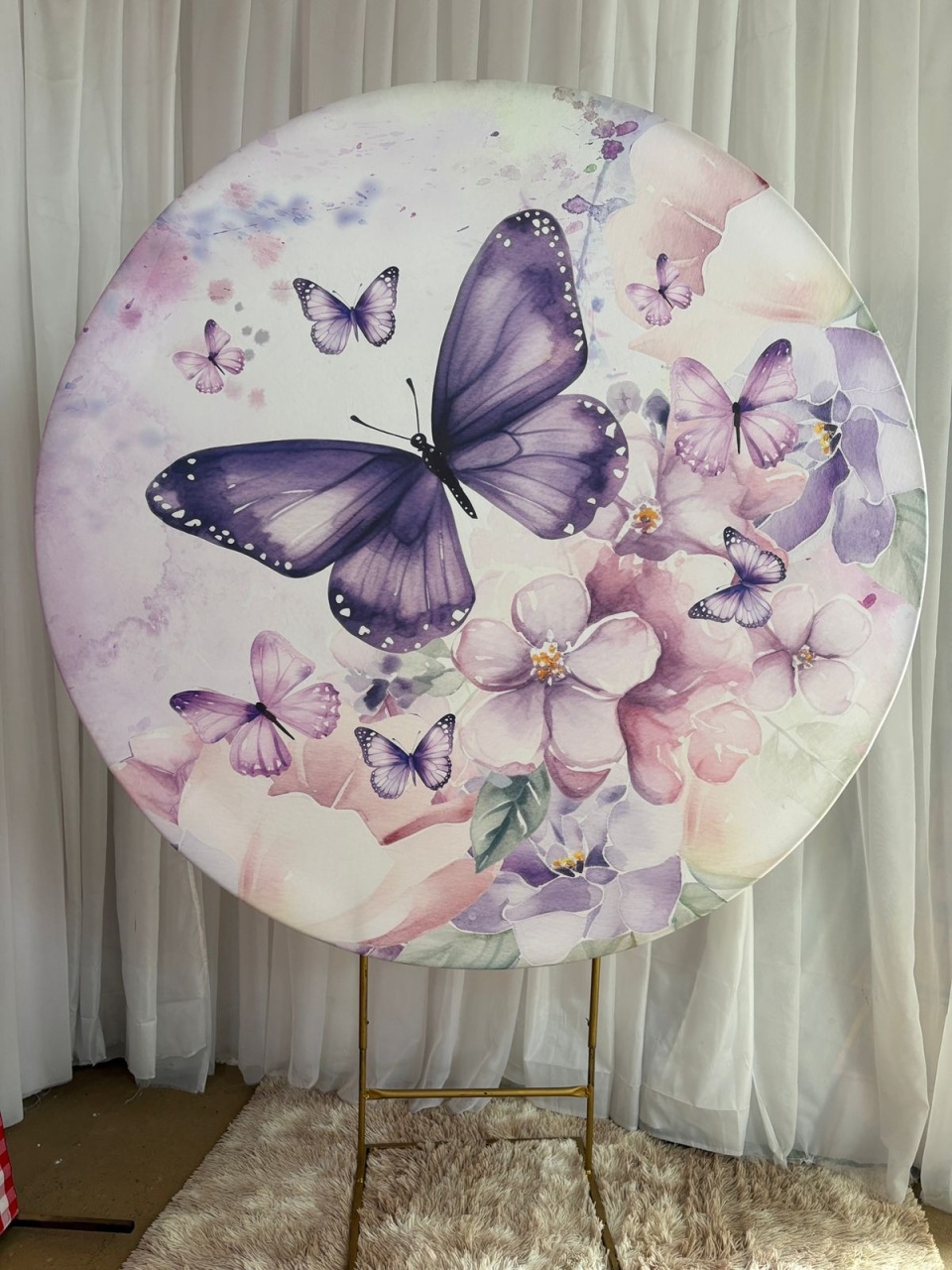 Painel Sublimado Borboleta Roxa E Lilás - Três Marias Festas