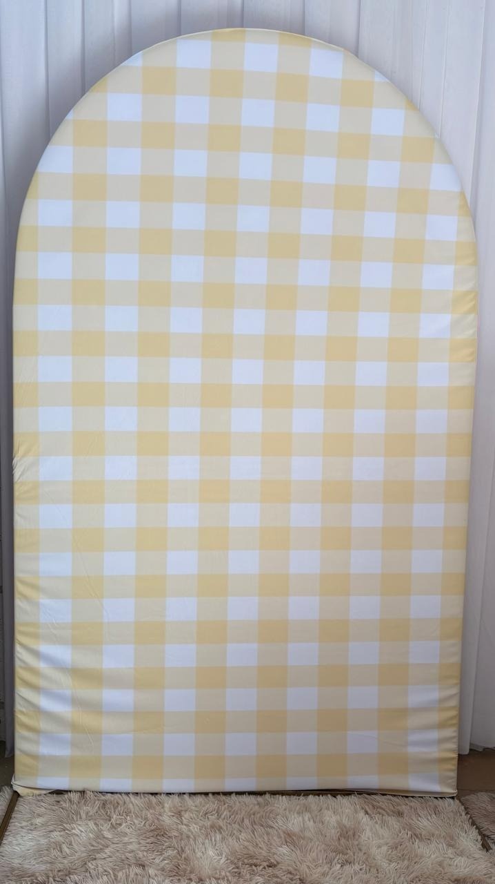 Capa Painel Pirulito Xadrez Amarelo Candy - Três Marias Festas