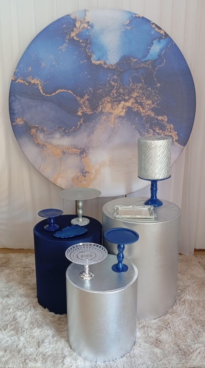 Mármore Azul Com Prata - Três Marias Festas