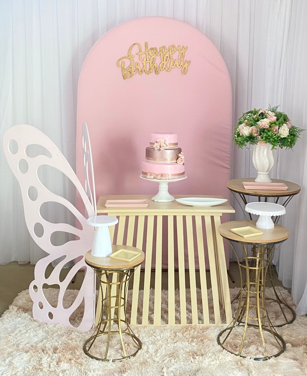 Borboleta Com Pirulito Rosa - Três Marias Festas