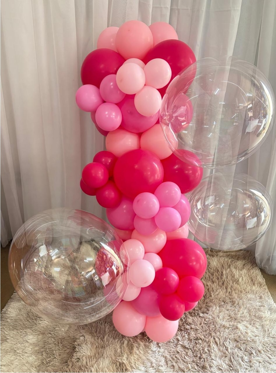 Mini Arco Balões 1,20 Metros + 3 Bubbles (Tons de Rosa) - Três Marias Festas