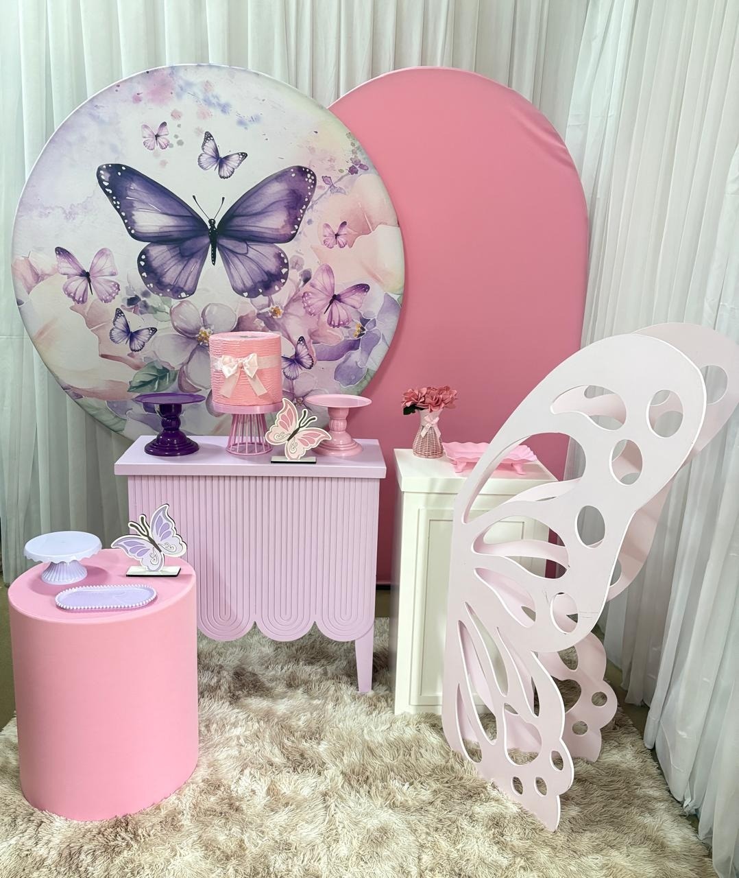 Borboleta Roxa Com Pirulito Rosa - Três Marias Festas