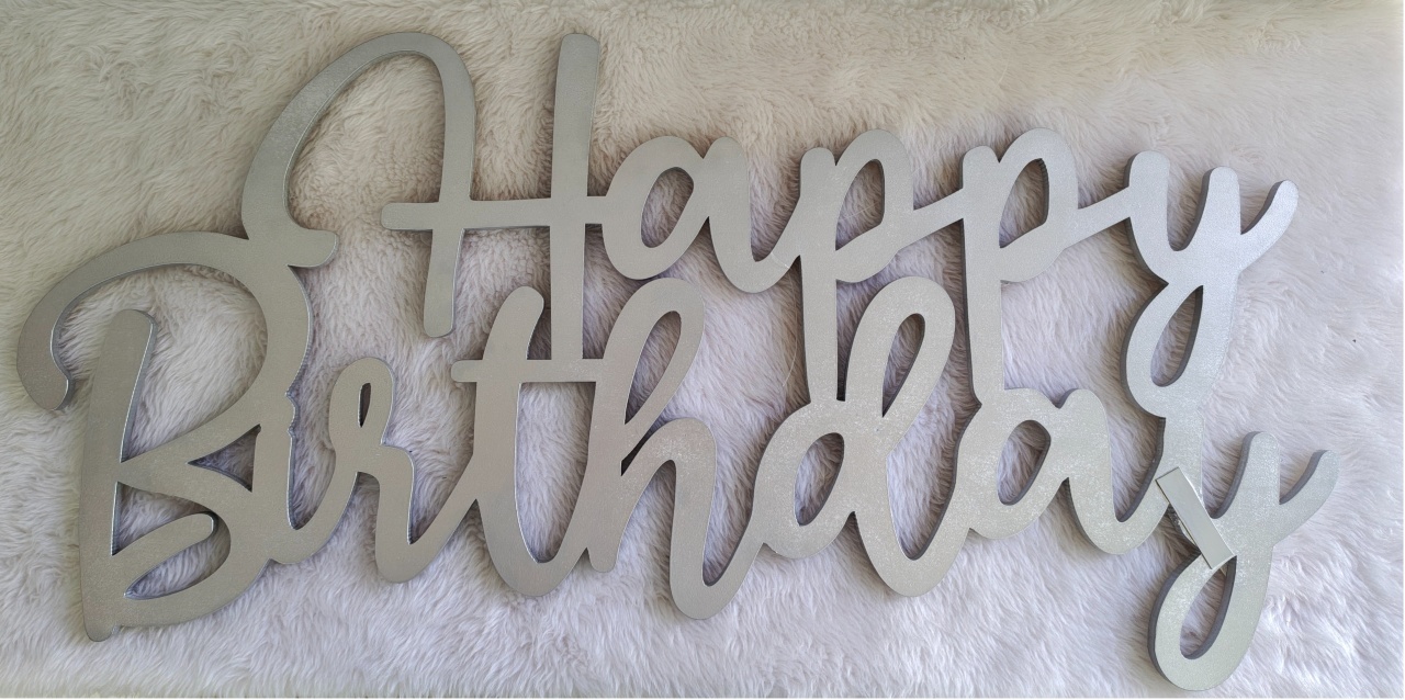 Happy Birthday Mdf Prata (Escrita) - Três Marias Festas