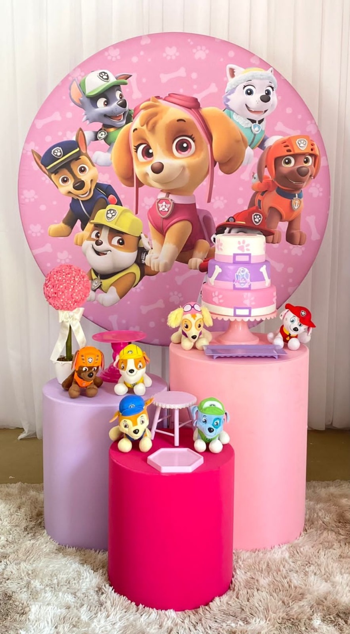 Patrulha Canina Rosa Skye - Três Marias Festas