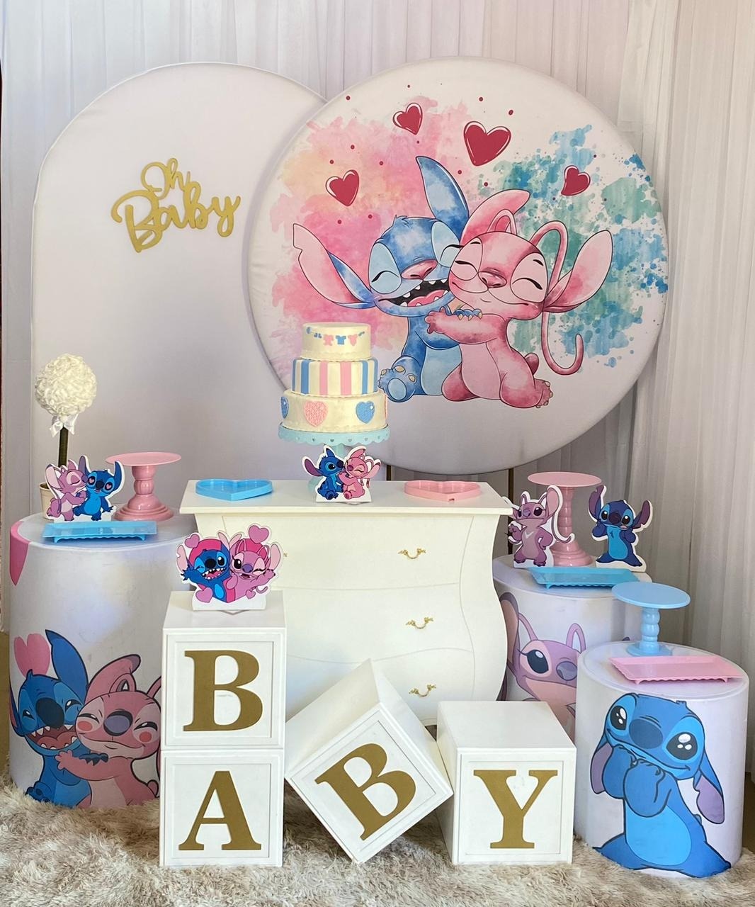Stitch E Angel Aquerela - Três Marias Festas