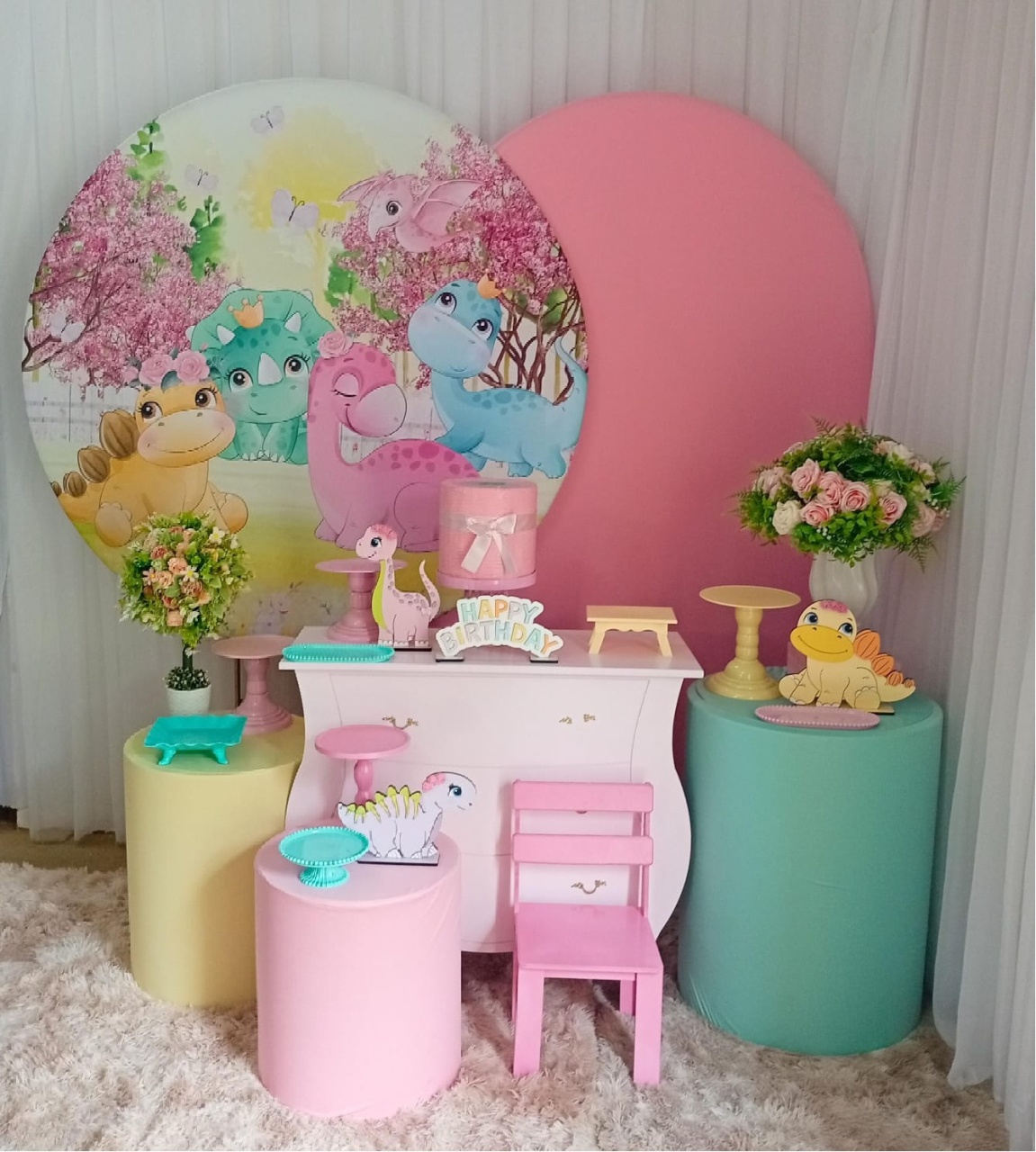 Dino Baby Rosa (Roar) - Três Marias Festas