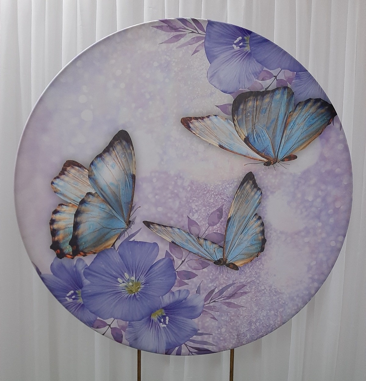 Painel Sublimado Borboleta Azul E Lilás  - Três Marias Festas