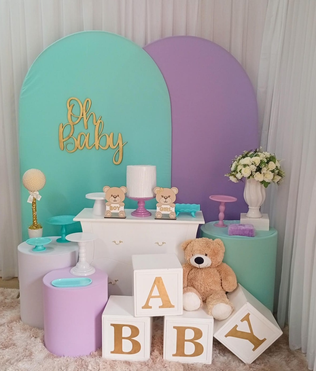 Oh Baby Lilás E Verde Tiffany - Três Marias Festas