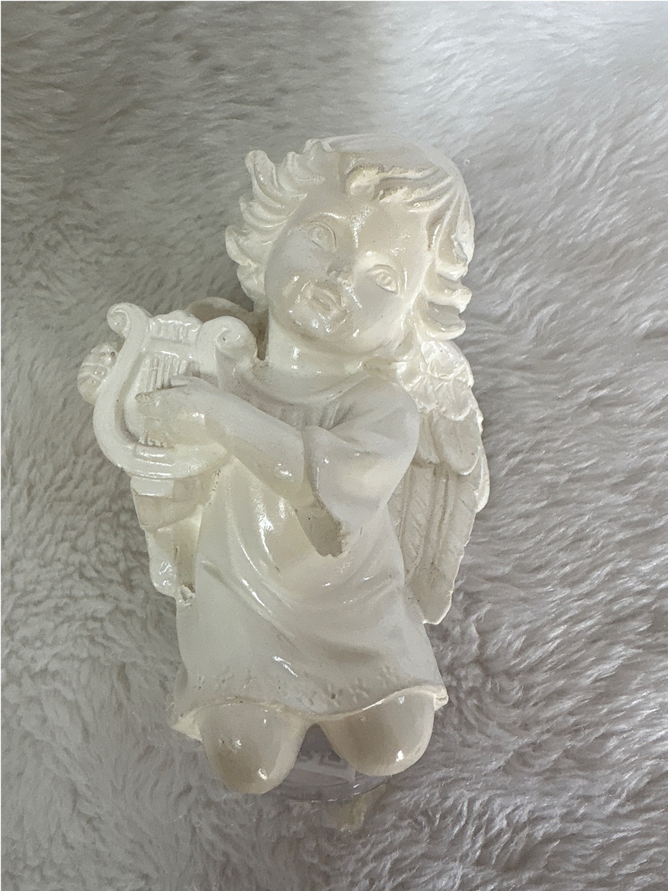 Anjinho de Gesso Com Arpa - Três Marias Festas