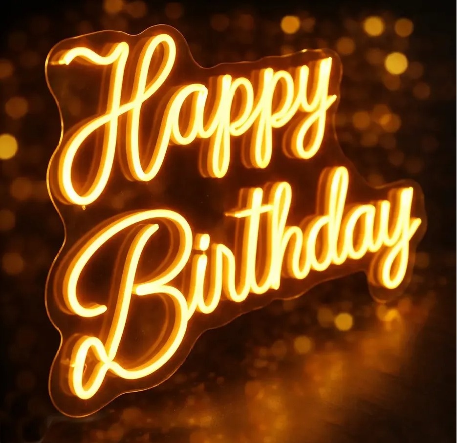 Happy Birthday Acrílico de Led Neon Na Cor Branco Quente - Três Marias Festas