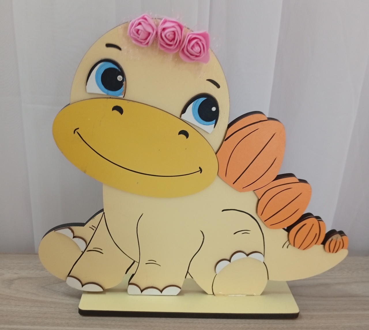 Displays Mdf 3D -  Dino Baby Rosa Mod2 - Três Marias Festas