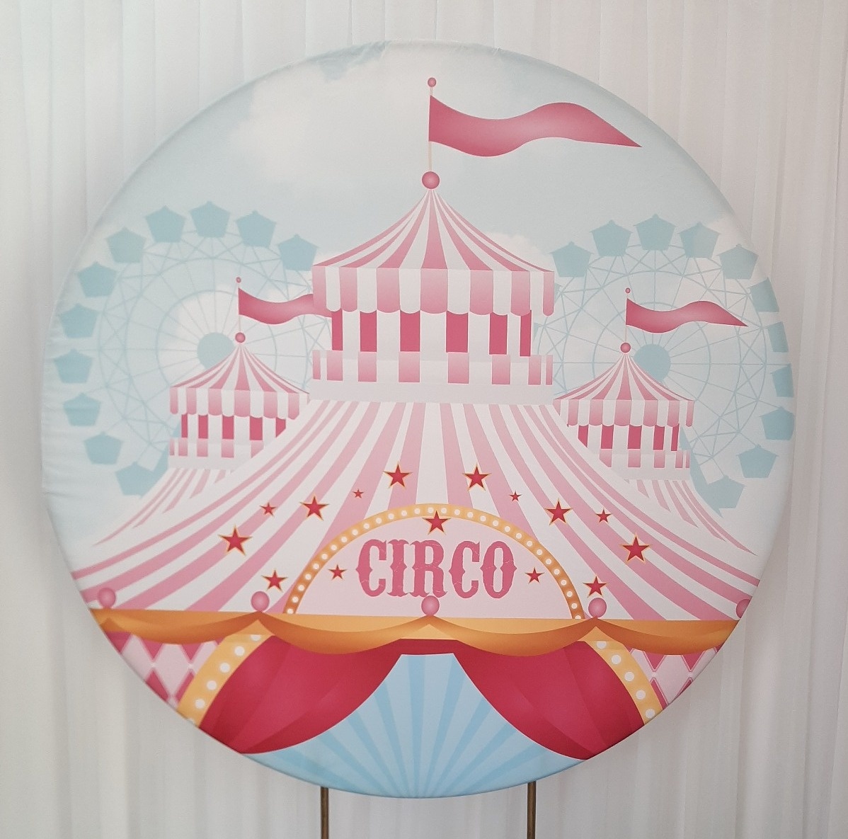 Painel Sublimado Circo Rosa - Três Marias Festas