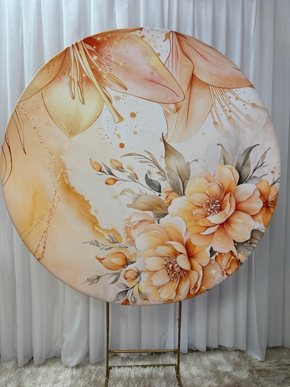 Painel Sublimado Floral Laranja - Três Marias Festas