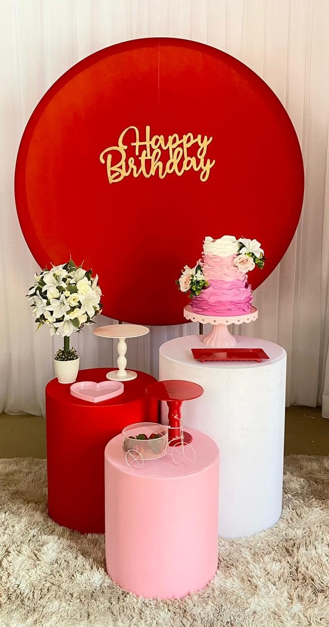 Happy Birthday Rosa, Vermelho E Branco - Três Marias Festas