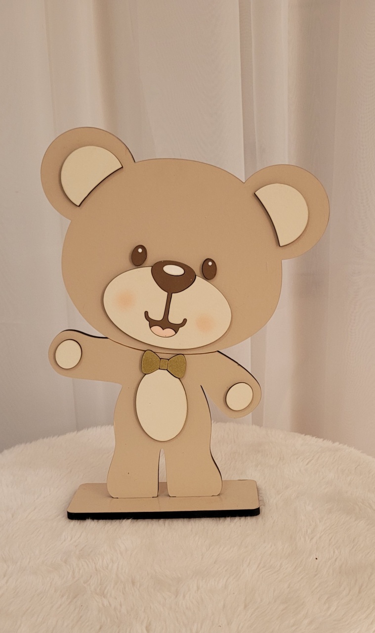 Display Mdf 3D Urso Baby Em Pé  - Três Marias Festas