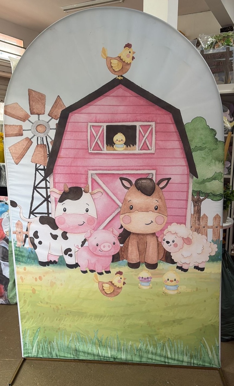 Capa Painel Pirulito Fazendinha - Três Marias Festas