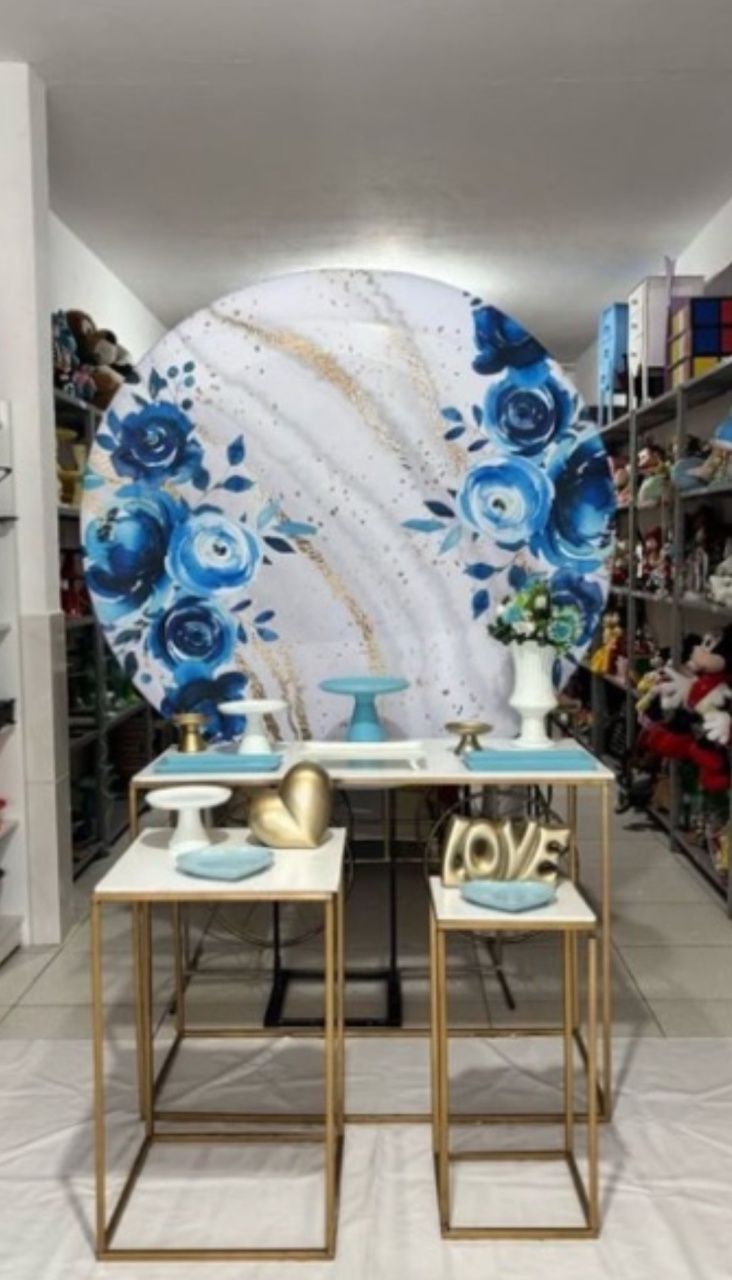  Kit Floral Azul E Dourado  - Pegue e monte da Fada Madrinha decorações 