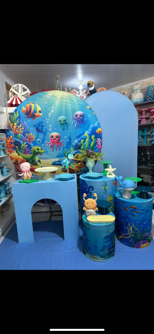 Fundo Do Mar Escuro Biscuit Kit 4 - Pegue e monte da Fada Madrinha decorações 