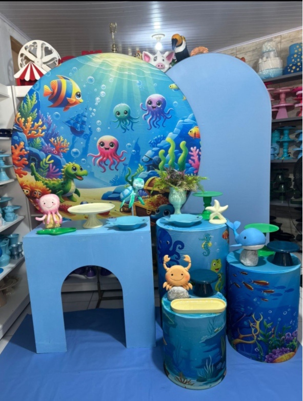 Fundo Do Mar Escuro Biscuit Kit 4 - Pegue e monte da Fada Madrinha decorações 