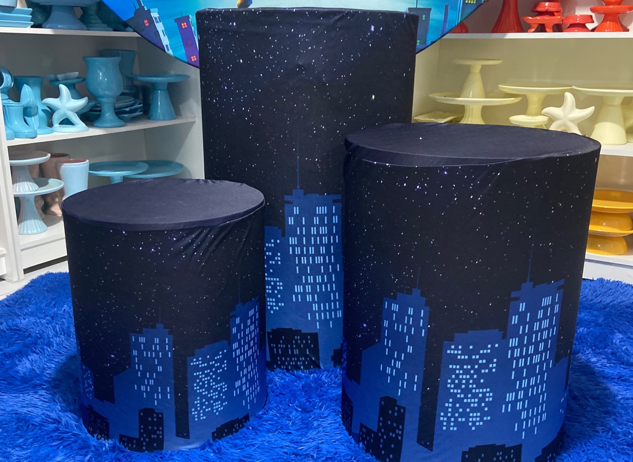 Capa de Cilindro Azul Cidade - Pegue e monte da Fada Madrinha decorações 
