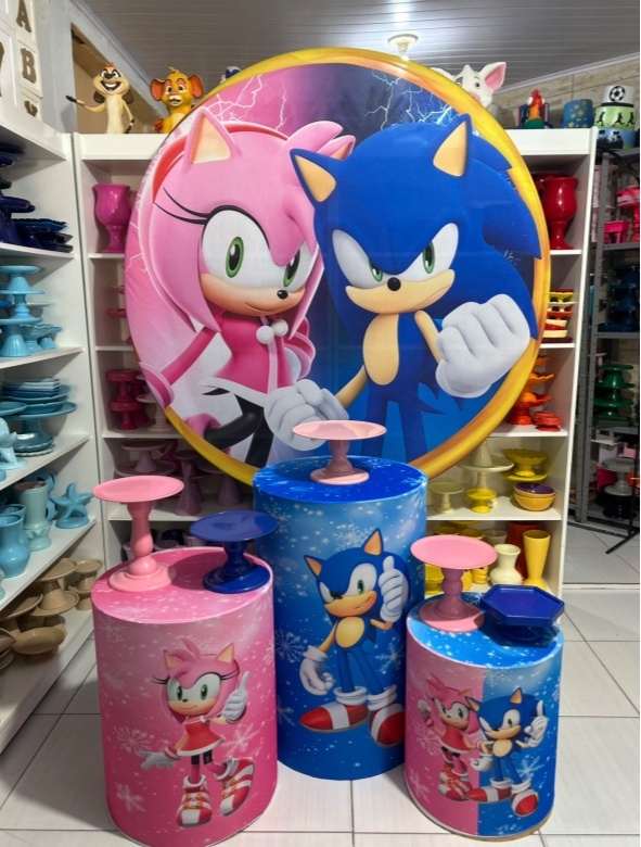 Sonic Rosa Kit 1 - Pegue e monte da Fada Madrinha decorações 